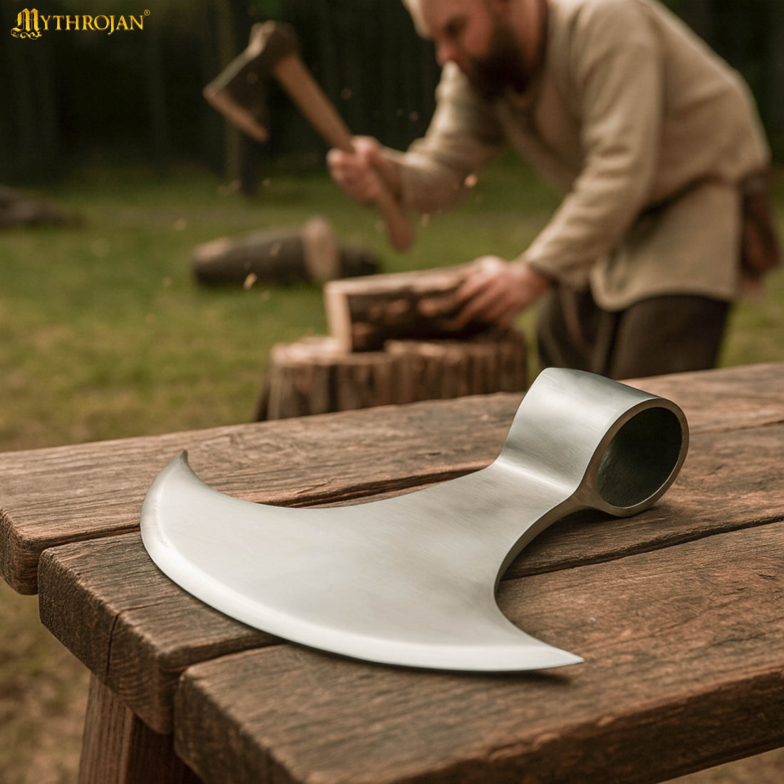 Mythrojan Medieval Viking Axe Battle Ready Axehead Reenactment Renaissance Costume - 9.5&quot;