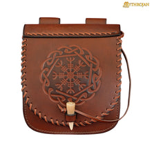 mythrojan-warrior-of-the-north-belt-bag-with-helm-of-awe-embossing-ideal-for-sca-larp-reenactment-ren-fair-full-grain-leather-brown-18-5-x-17cm