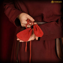 mythrojan-pair-of-medieval-drawstring-pouches-ideal-for-sca-larp-reenactment-ren-fair-suede-leather-red