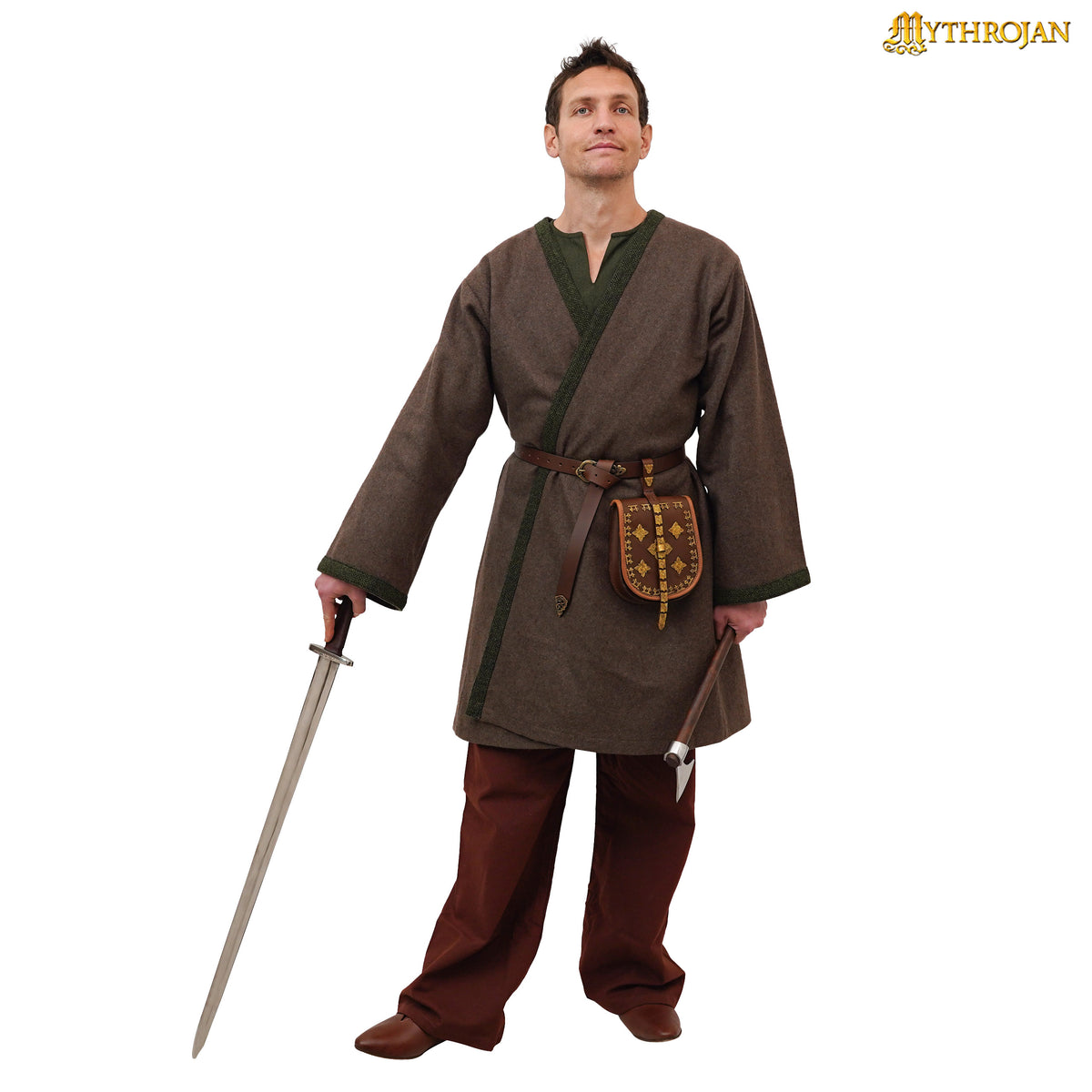 Viking Or Slav Warrior Klappenrock Woolen Coat - Brown – Mythrojan