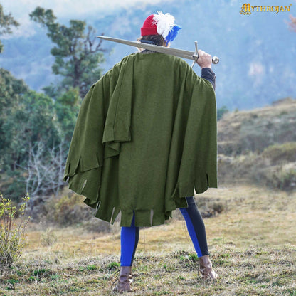 Bocksten Man woolen medieval cloak : 14th-15th century historical 100% recycle wool cape ideal for knights, travelers, pilgrim, swordman and soldier in LARP, SCA and reenactment