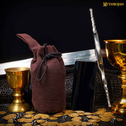 Mythrojan Canvas Drawstring Belt Pouch: Medieval Renaissance Bag Costume Accessories Coin Purse - Brown