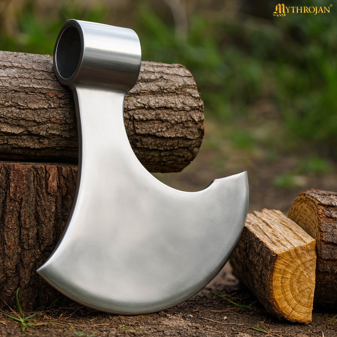 Mythrojan Medieval Viking Bearded Battle Axe Head LARP Costume Steel