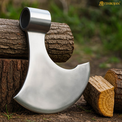 Mythrojan Medieval Viking Bearded Battle Axe Head LARP Costume Steel
