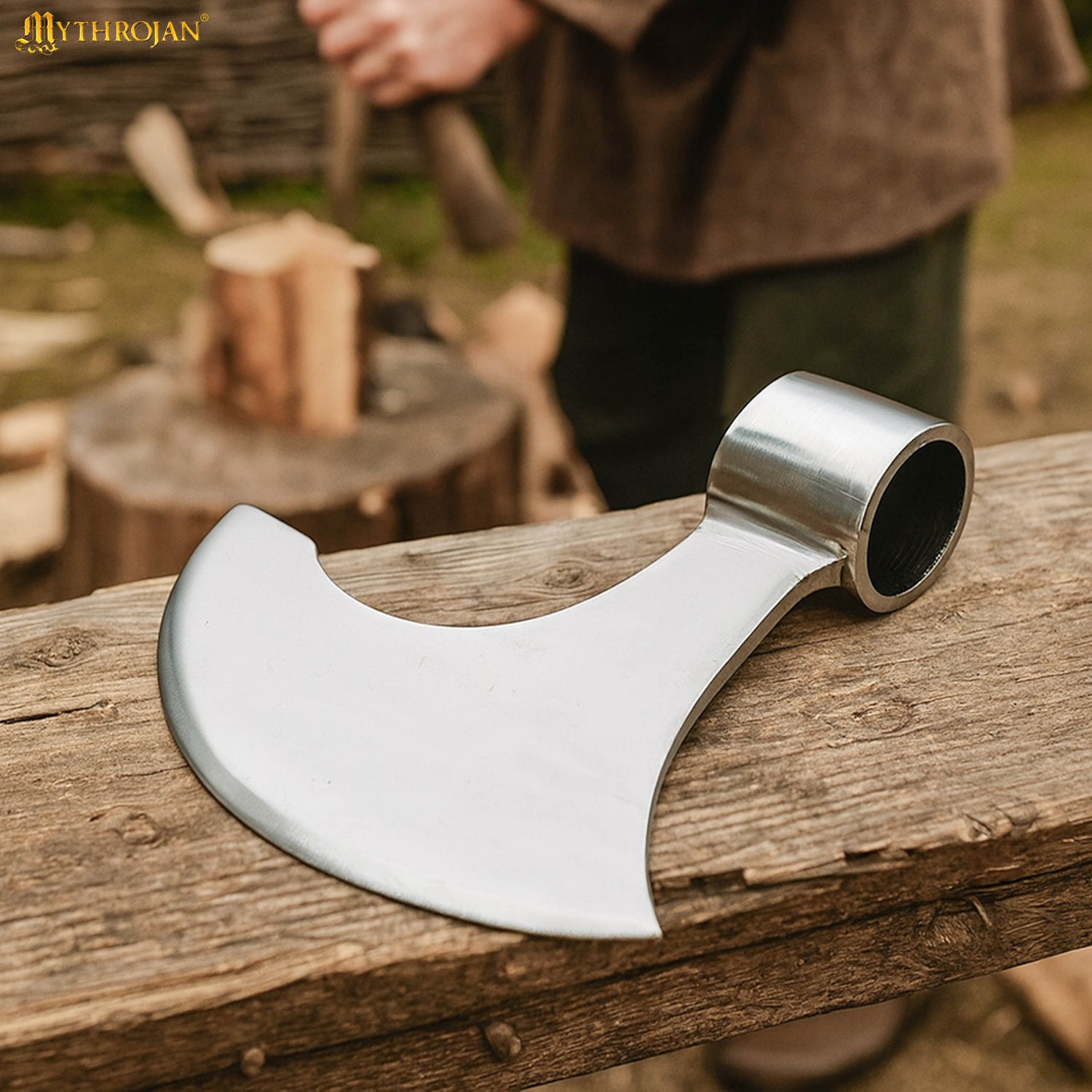 Mythrojan Medieval Viking Bearded Battle Axe Head LARP Costume Steel