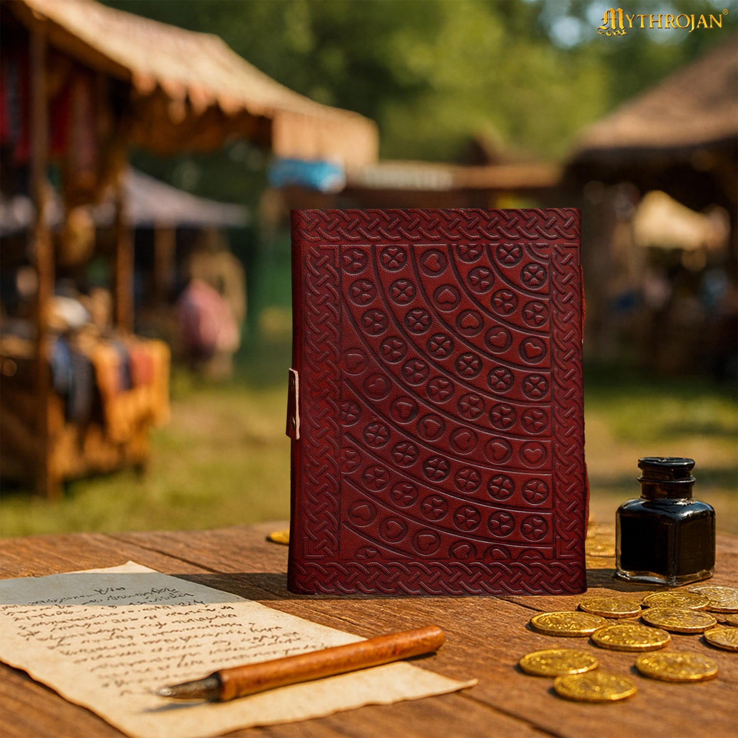 Mythrojan Medieval Goddess Leather Journal with Lock 5 x 7 inches Handmade Vintage Diary Notebook