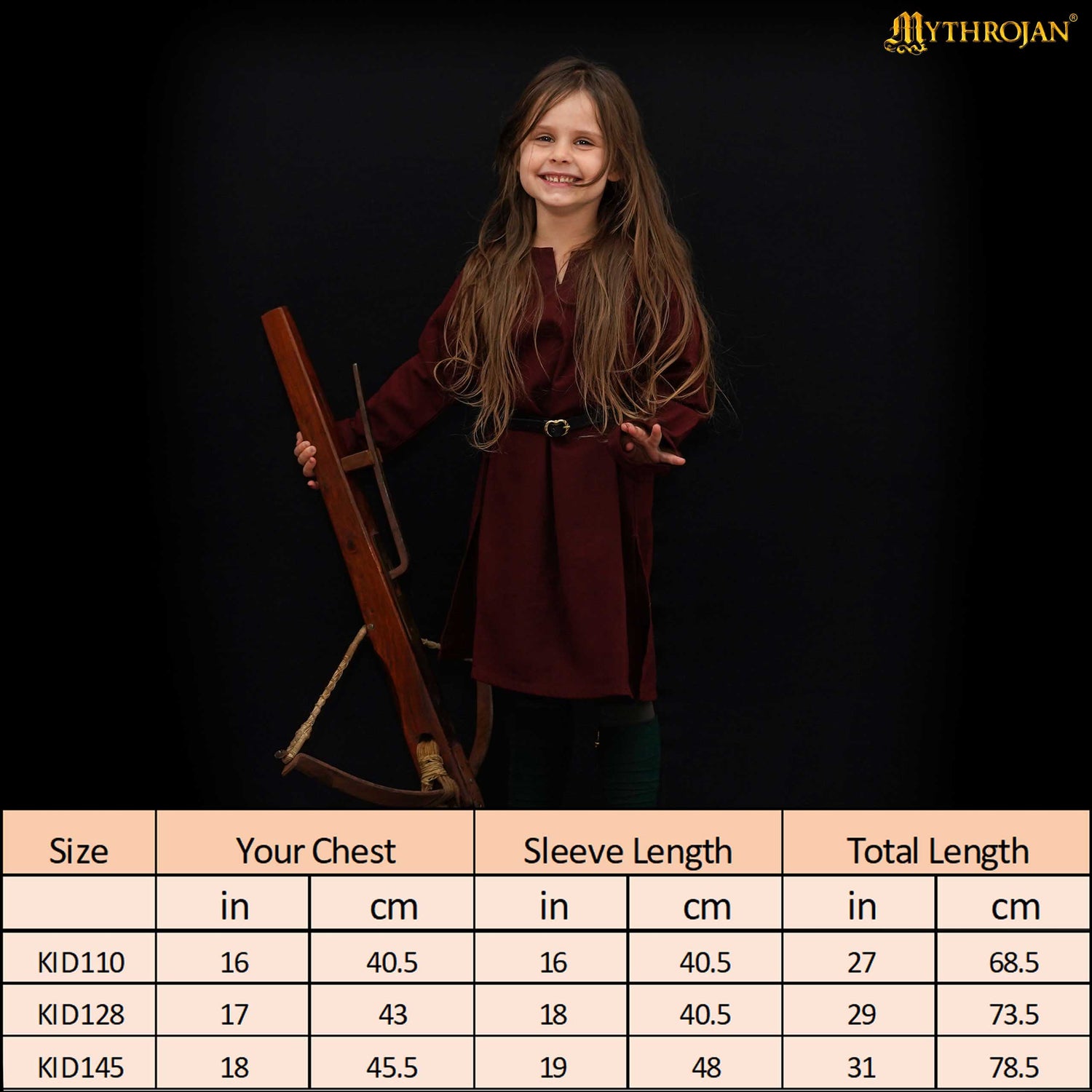 Mythrojan Medieval KID TUNIC Viking outfit for children Medieval Events LARP SCA, SIZE: Kids