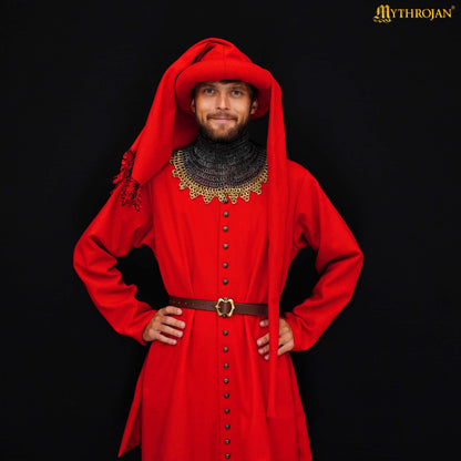 Mythrojan late medieval Houppelande gown, wool livery coat, ideal for 14 th &amp; 15 th century Medieval reenactment, SCA, LARP