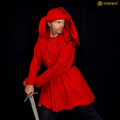 Mythrojan late medieval Houppelande gown, wool livery coat, ideal for 14 th &amp; 15 th century Medieval reenactment, SCA, LARP