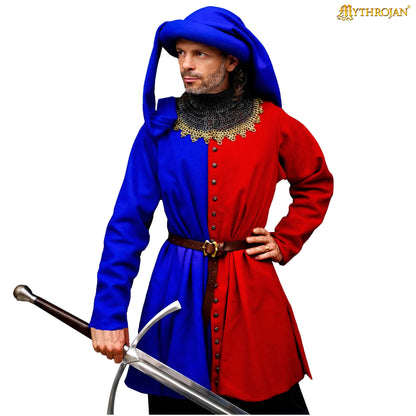 Mythrojan late medieval Houppelande gown, wool livery coat, ideal for 14 th &amp; 15 th century Medieval reenactment, SCA, LARP