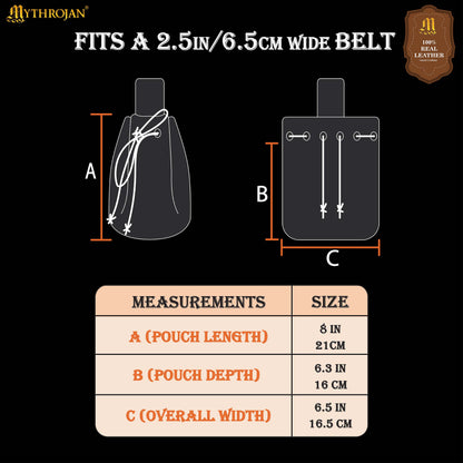 Mythrojan Medieval Drawstring Belt Bag, Ideal for SCA LARP Reenactment &amp; Ren Fair, Suede Leather, Dark Blue, 8”×6.5”