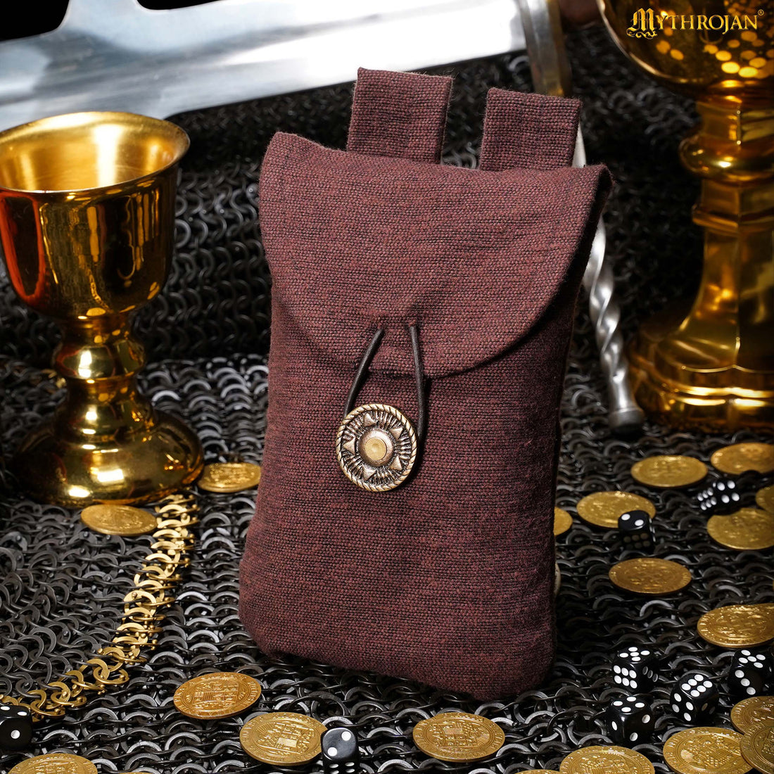 Mythrojan Large Suede Belt Bag, Ideal for SCA LARP Reenactment &amp; Ren fair, Suede Leather, Citrus ,  7.2 ”× 4.7 ”