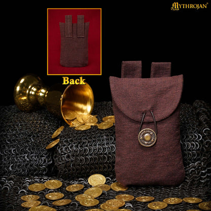 Mythrojan Large Suede Belt Bag, Ideal for SCA LARP Reenactment &amp; Ren fair, Suede Leather, Citrus ,  7.2 ”× 4.7 ”