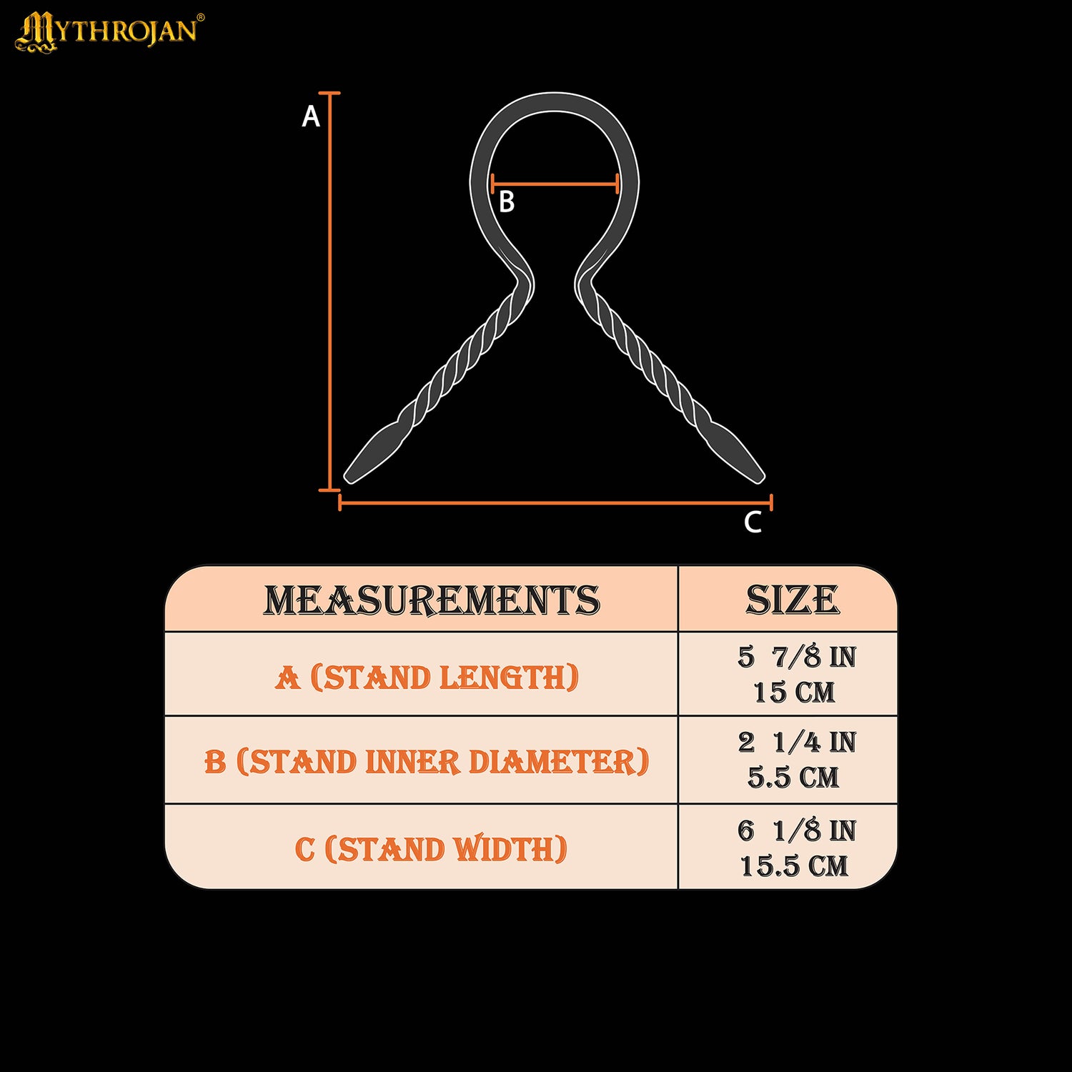 Mythrojan Hand Forged Drinking Ale Horn Rack Twisted Iron Ale Mead Horn Stand Medieval &amp; Viking - Viking