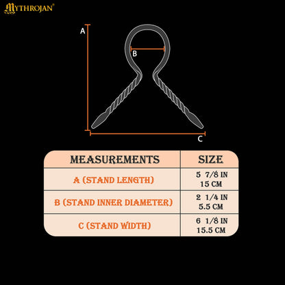 Mythrojan Hand Forged Drinking Ale Horn Rack Twisted Iron Ale Mead Horn Stand Medieval &amp; Viking - Viking