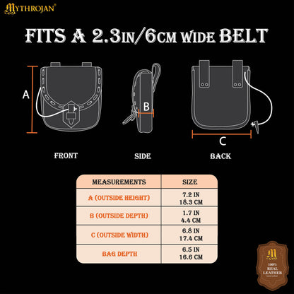 Mythrojan The Adventurer’s Belt Bag with Horn Toggle Black