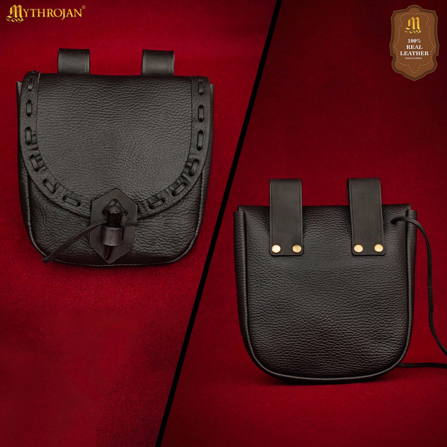 Mythrojan The Adventurer’s Belt Bag with Horn Toggle Black