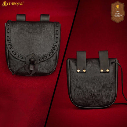 Mythrojan The Adventurer’s Belt Bag with Horn Toggle Black