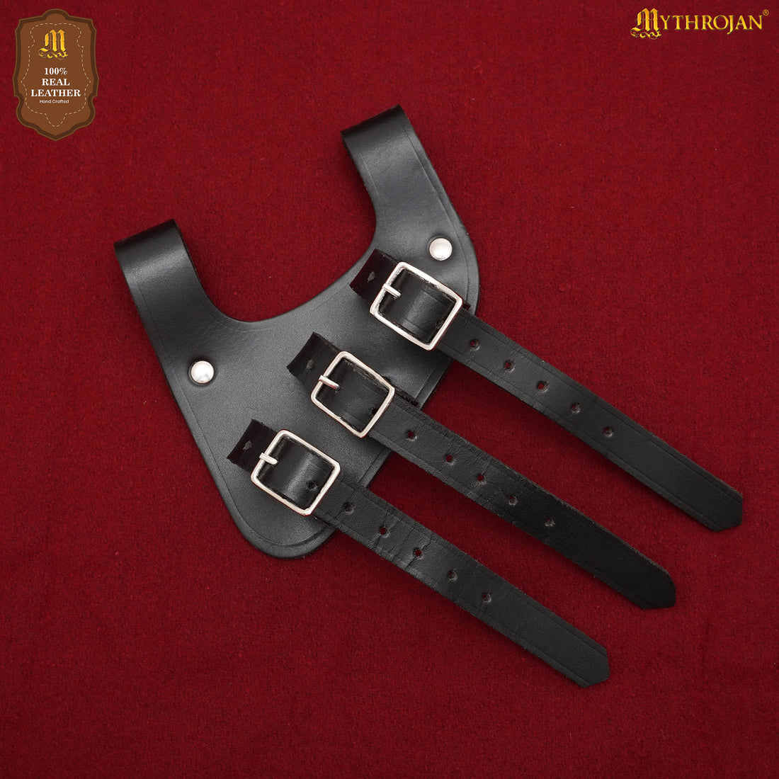 Mythrojan Renaissance Leather Sword Frog LARP Costume Accessory Rapier Knight Sword Belt - Black