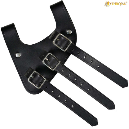 Mythrojan Renaissance Leather Sword Frog LARP Costume Accessory Rapier Knight Sword Belt - Black
