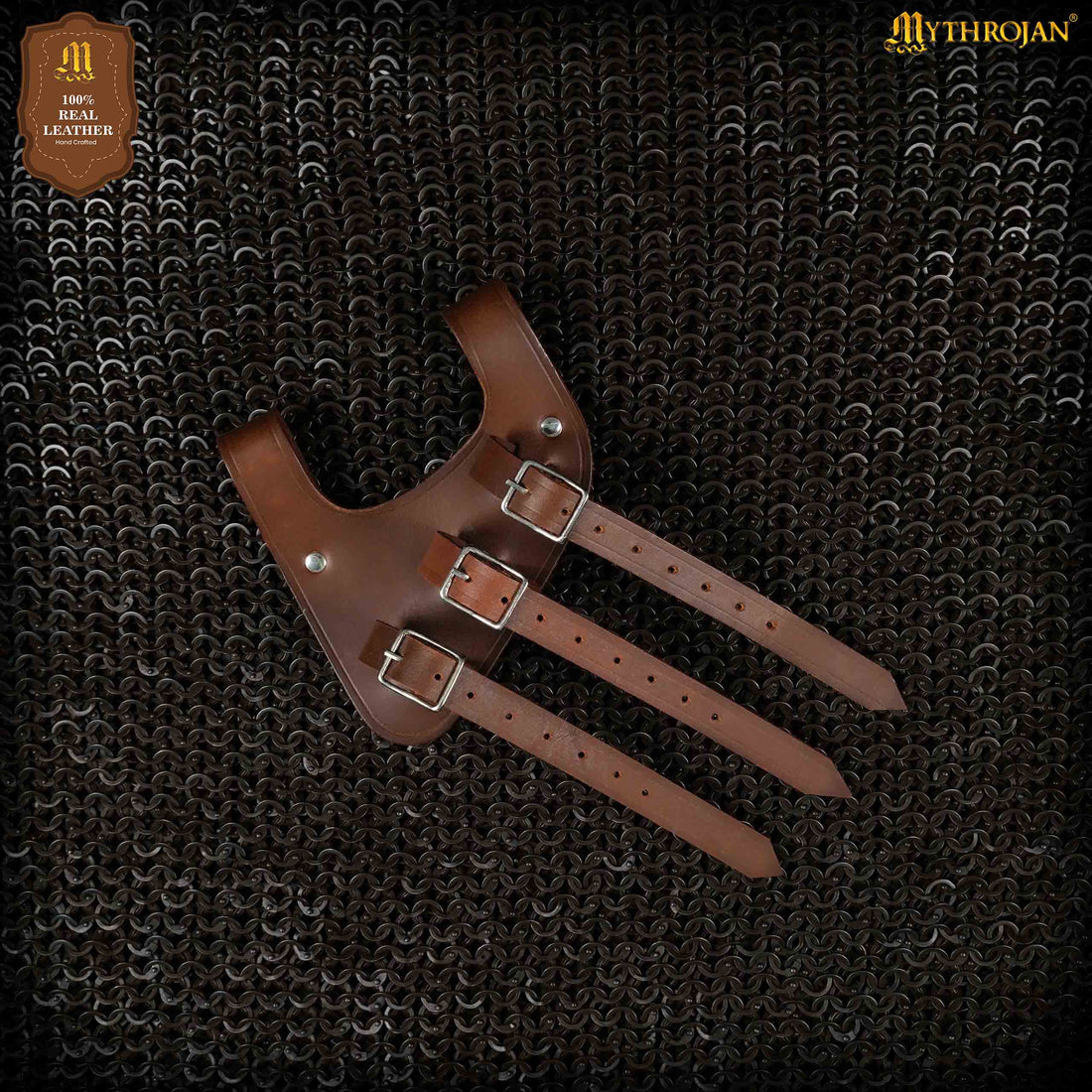 Mythrojan Renaissance Leather Sword Frog LARP Costume Accessory Rapier Knight Sword Belt - Brown