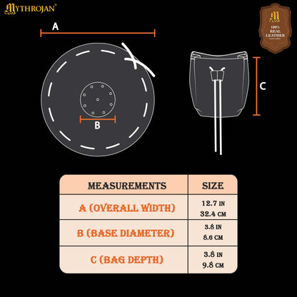 Mythrojan “ Gold and Dice ” Medieval Drawstring Bag, Ideal for SCA LARP Reenactment &amp; Ren fair - Suede Leather Pouch, Black 3.5