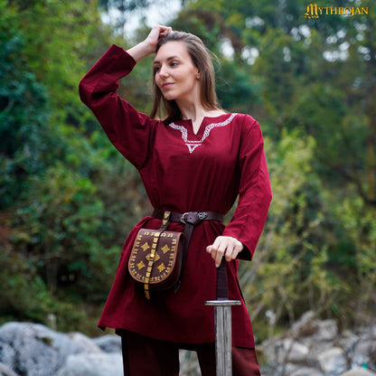 Medieval Embroidered Cotton Full Sleeves Tunic