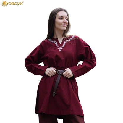 Medieval Embroidered Cotton Full Sleeves Tunic