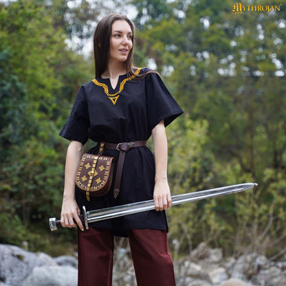 Medieval Embroidered  Cotton Full Sleeves Tunic - Viking Reenactment