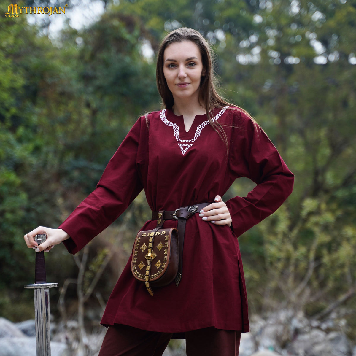 Medieval Embroidered  Cotton Full Sleeves Tunic - Viking Reenactment