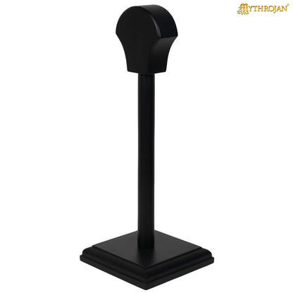 Mythrojan Wooden Helmet Stand Solid Medieval Roman Viking Helmet Display Stand Wooden Star Wars Helmet Stand Mask Display Templar Spartan Cosplay LARP Knight Stand Black
