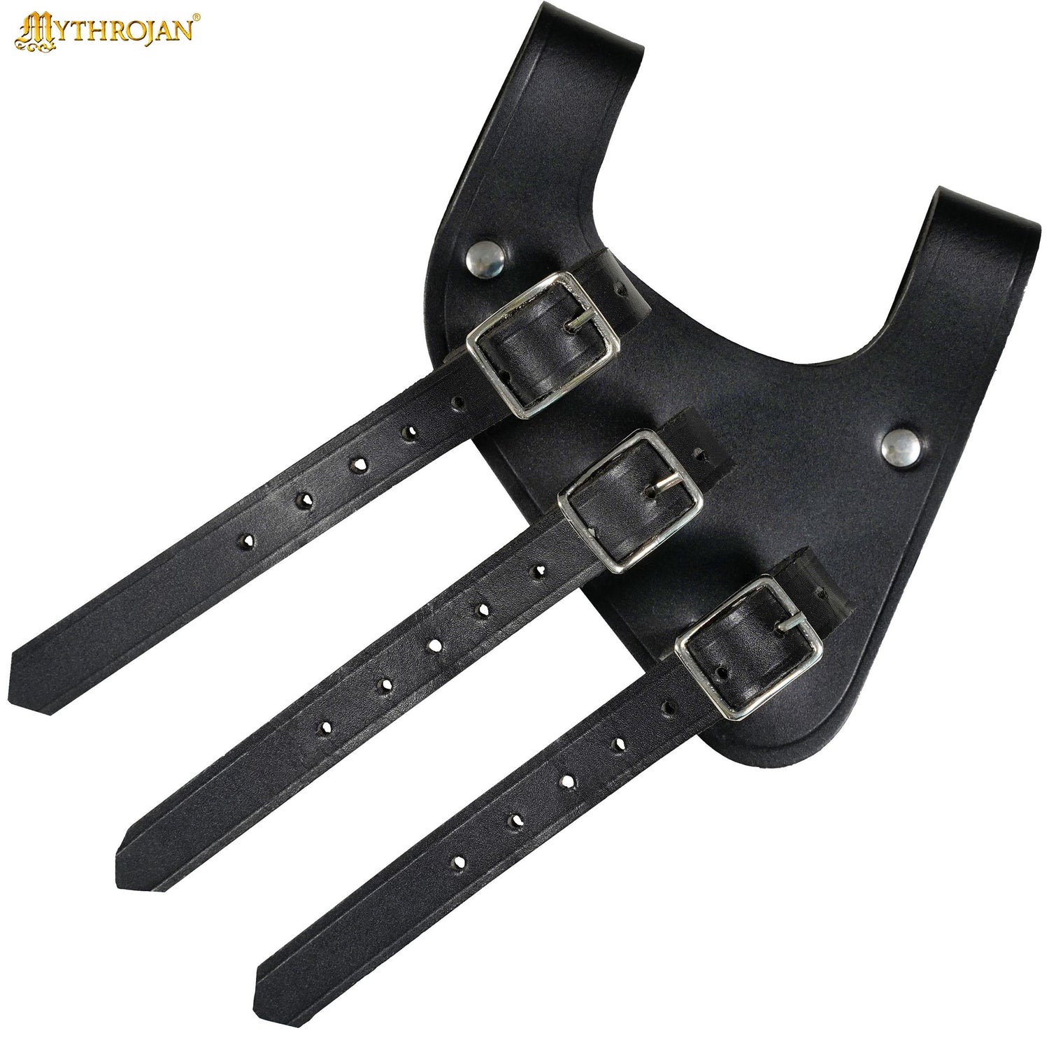 Mythrojan Renaissance Leather Sword Frog LARP Costume Accessory Rapier Knight Sword Belt - Black