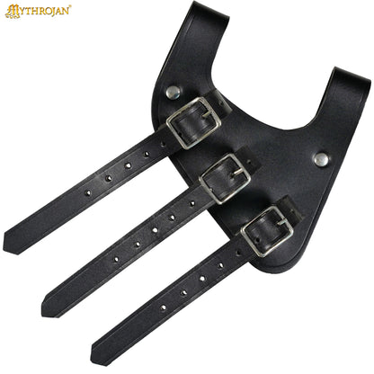 Mythrojan Renaissance Leather Sword Frog LARP Costume Accessory Rapier Knight Sword Belt - Black