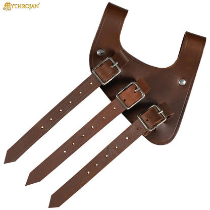 Mythrojan Renaissance Leather Sword Frog LARP Costume Accessory Rapier Knight Sword Belt - Brown