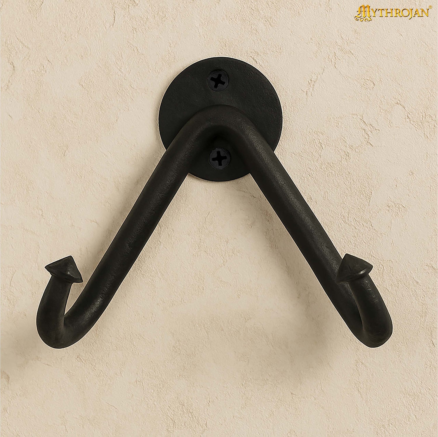 Mythrojan Heavy Sword Wall Mount in Forged Black Finish: Universal Sword Holder Wall Display