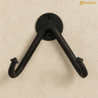Mythrojan Heavy Sword Wall Mount in Forged Black Finish: Universal Sword Holder Wall Display