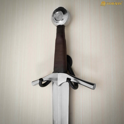 Mythrojan Heavy Sword Wall Mount in Forged Black Finish: Universal Sword Holder Wall Display