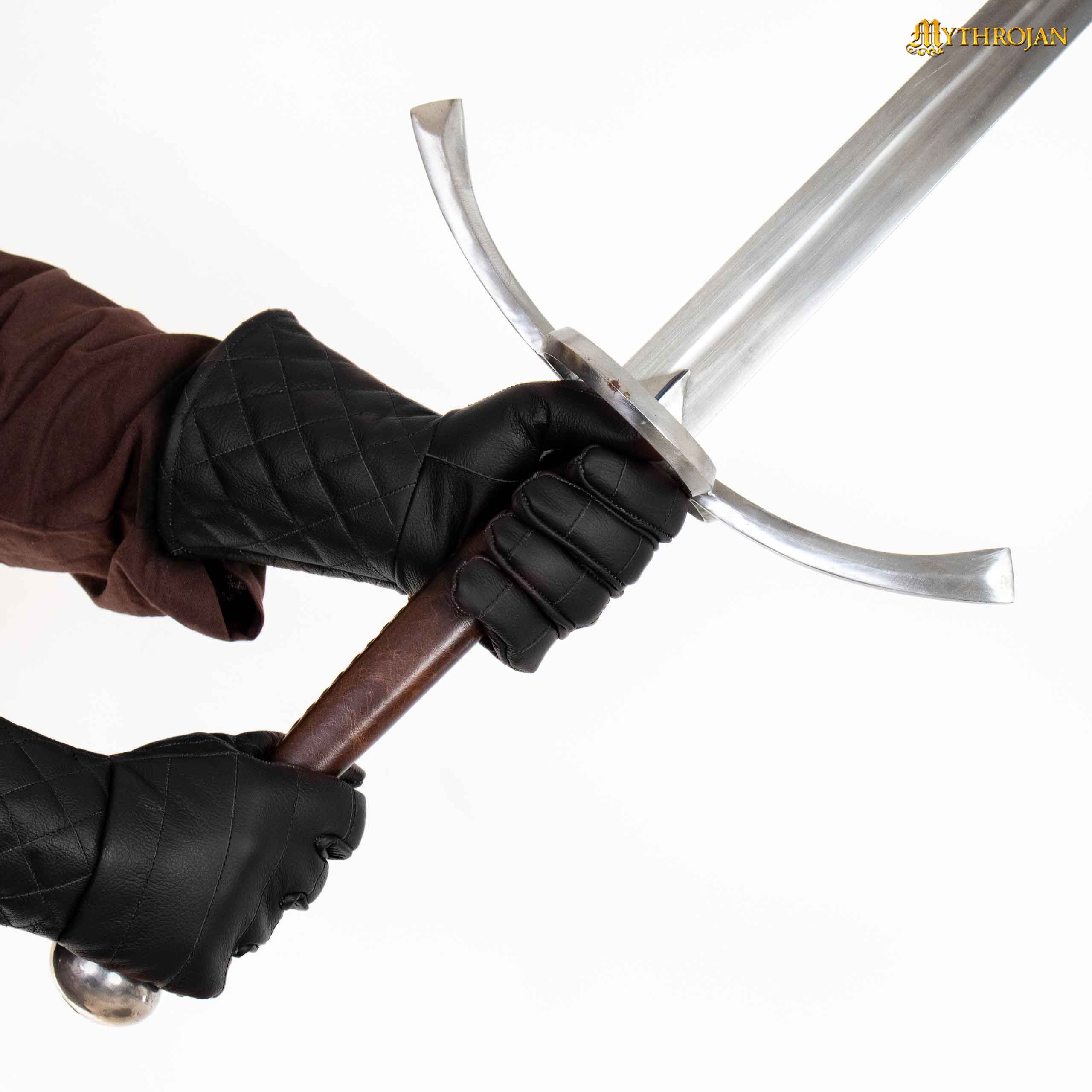 Mythrojan SWORDSMAN FENCING GLOVES: HEMA LIGHTLY PADDED LEATHER GLOVES Medieval Renaissance