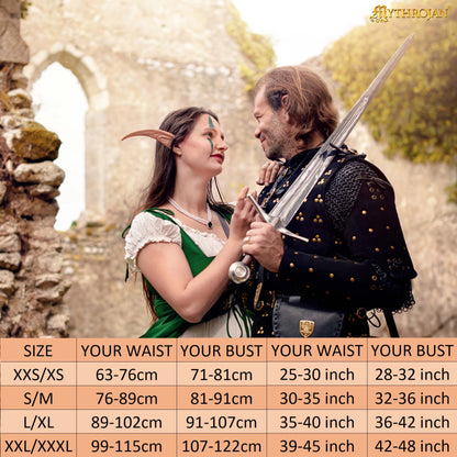 Mythrojan Traditional Irish Celtic Dress : Chemise and Over Dress Medieval Renaissance Costume SCA LARP : Green