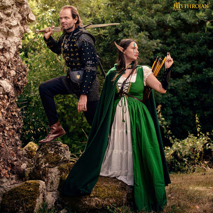 Mythrojan Traditional Irish Celtic Dress : Chemise and Over Dress Medieval Renaissance Costume SCA LARP : Green