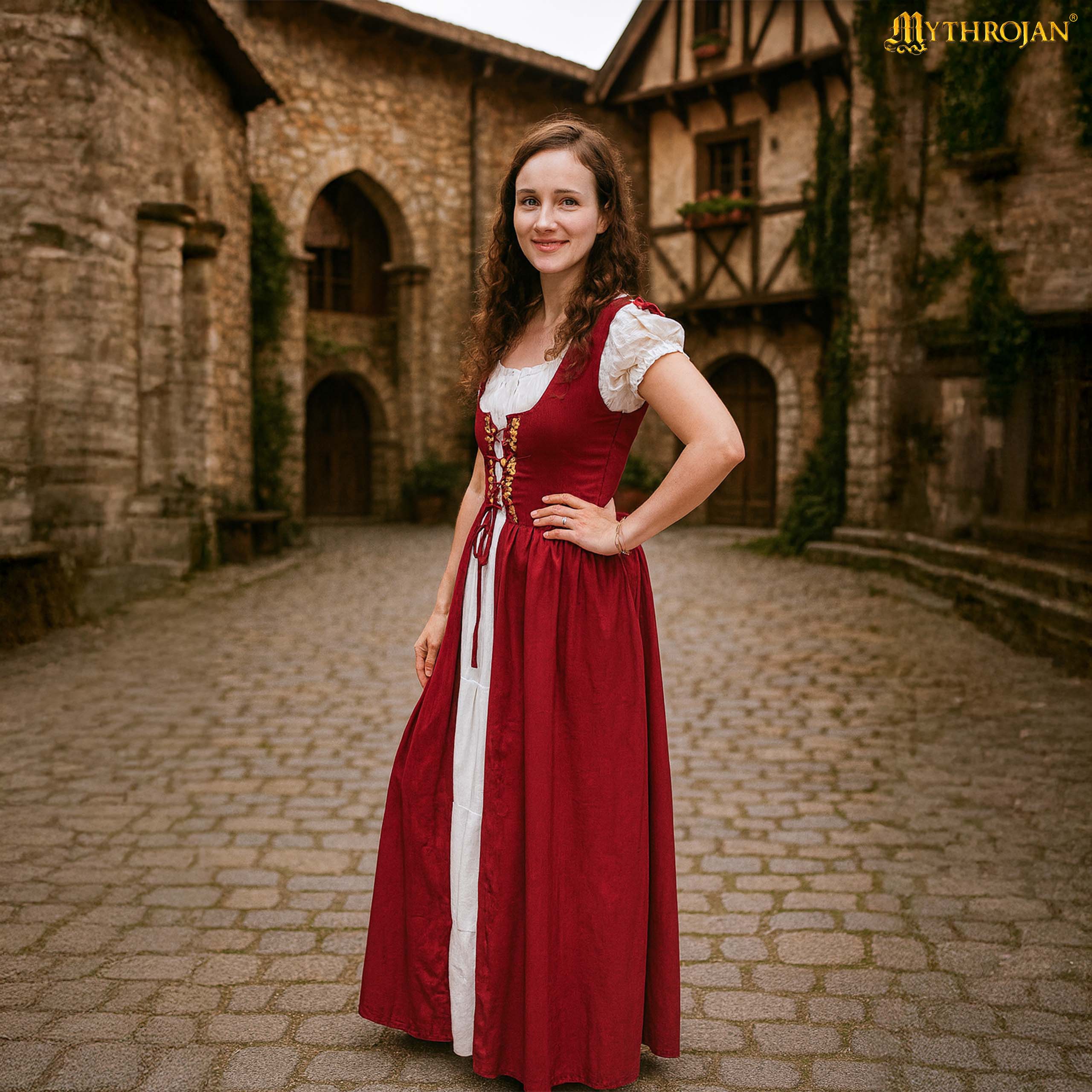 Mythrojan Traditional Irish Celtic Dress : Chemise and Over Dress Medieval Renaissance Costume SCA LARP