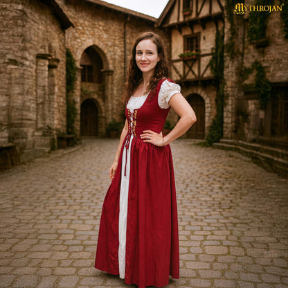 Mythrojan Traditional Irish Celtic Dress : Chemise and Over Dress Medieval Renaissance Costume SCA LARP