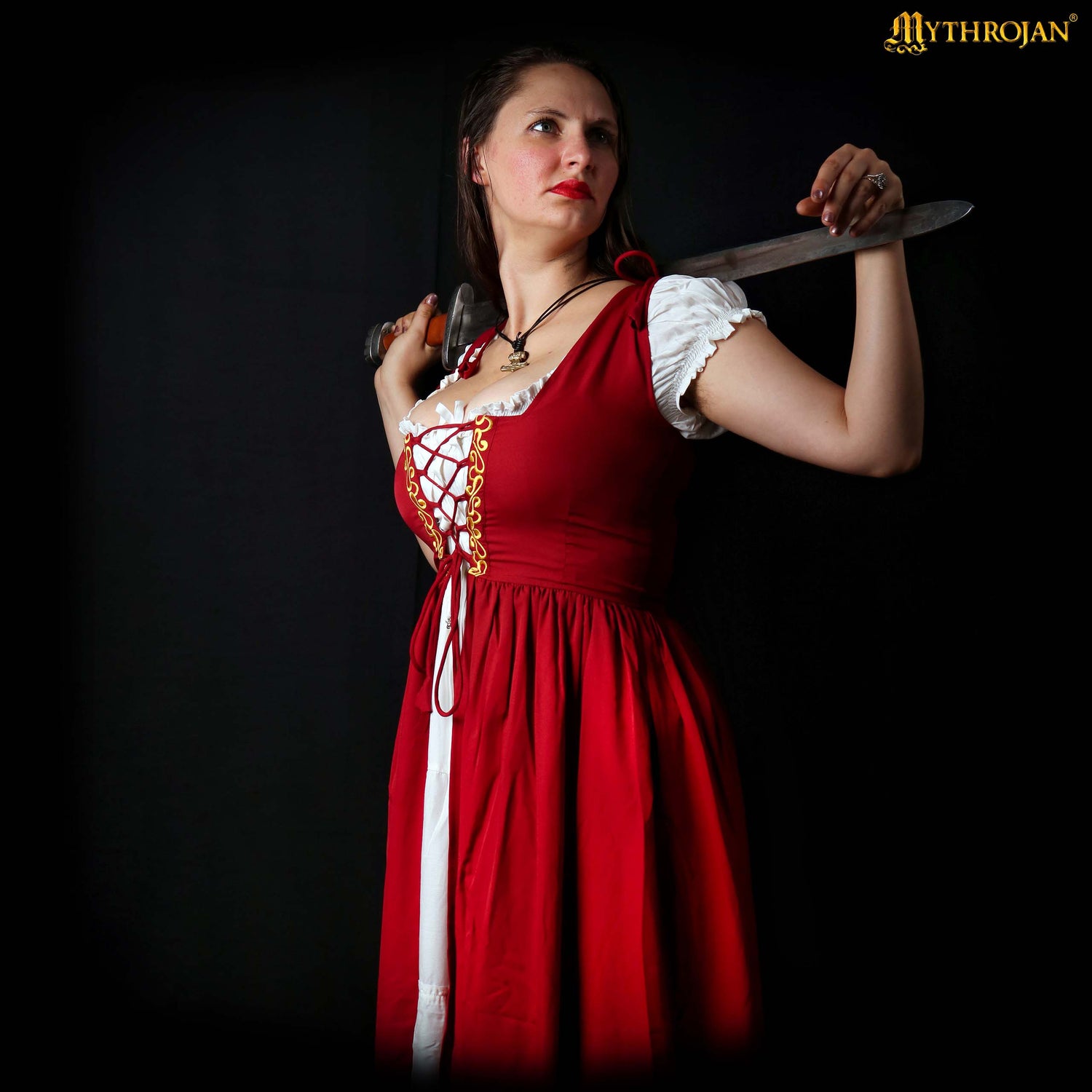 red celtic dress Wholesale Burgundy red velvet elven celtic dress medieval fae costume for your store