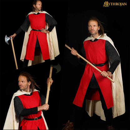 Mythrojan “ Medieval Scout” Canvas Cape /Cloak 100% Cotton Medieval Viking Knight SCA LARP , Ecru, Large