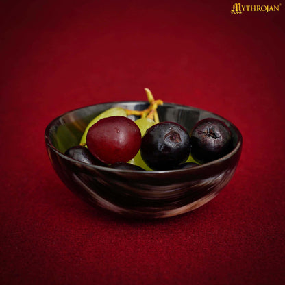 Mythrojan Hand Crafted Small Serving Natural Ox Horn Bowl - Polished Finish - 2.75&quot; width x 1.25&quot; Depth