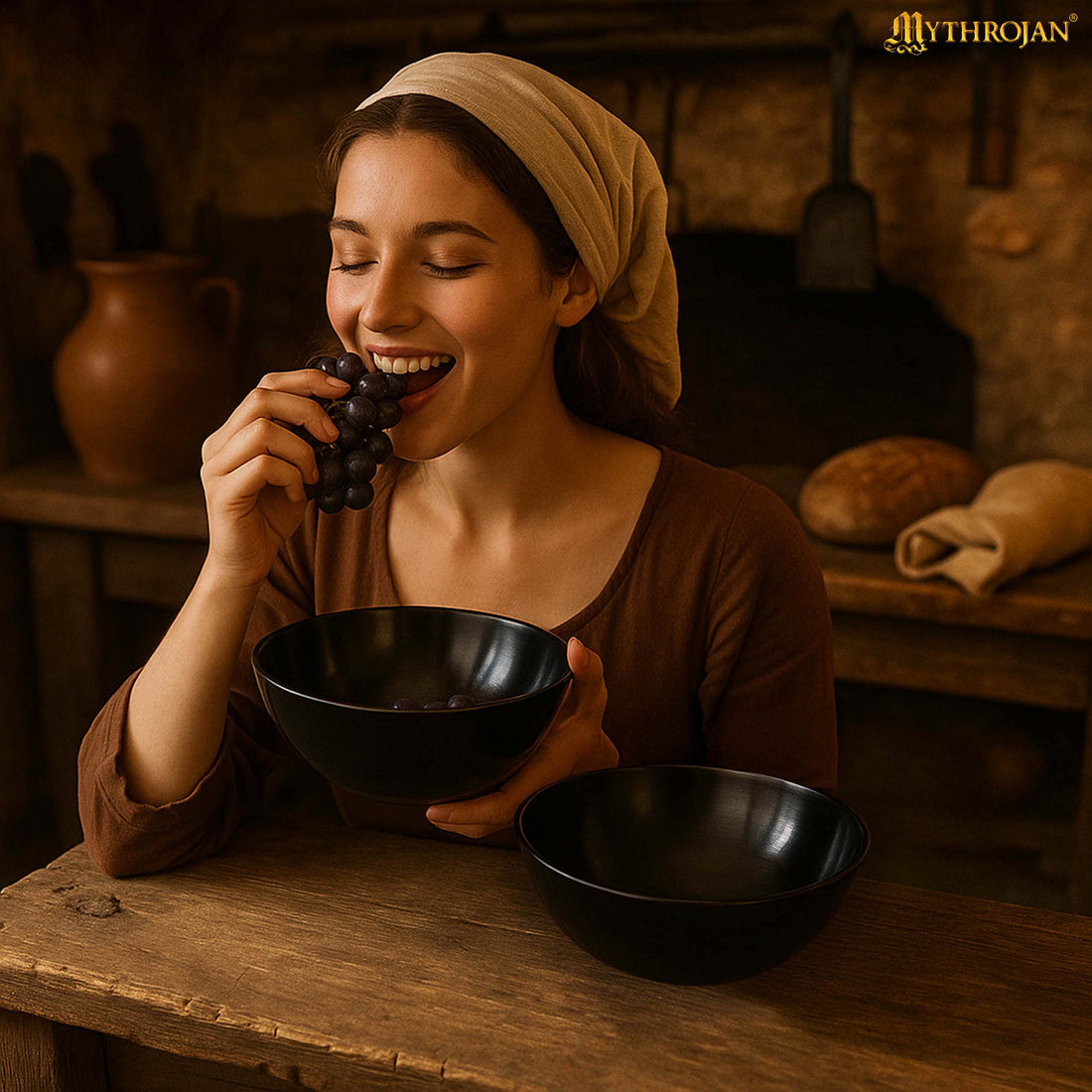 Mythrojan Hand Crafted Small Serving Natural Ox Horn Bowl - Polished Finish - 5&quot; width x 2&quot; Depth (Set of 2)