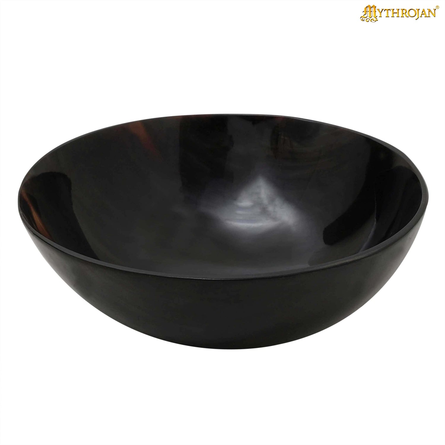 Mythrojan Hand Crafted Small Serving Natural Ox Horn Bowl - Polished Finish - 5&quot; width x 2&quot; Depth