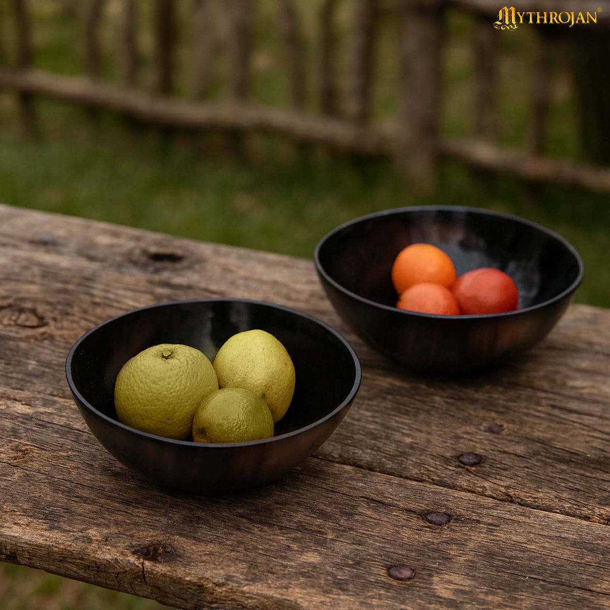 Mythrojan Hand Crafted Small Serving Natural Ox Horn Bowl - Polished Finish - 5" width x 2" Depth (Set of 2)