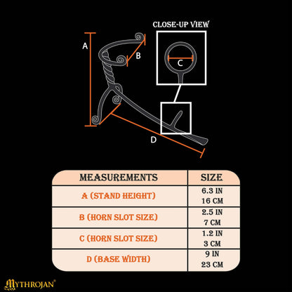 Mythrojan Hand Forged Drinking Ale Horn Rack Twisted Iron Ale Mead Horn Stand Medieval &amp; Viking - Classic