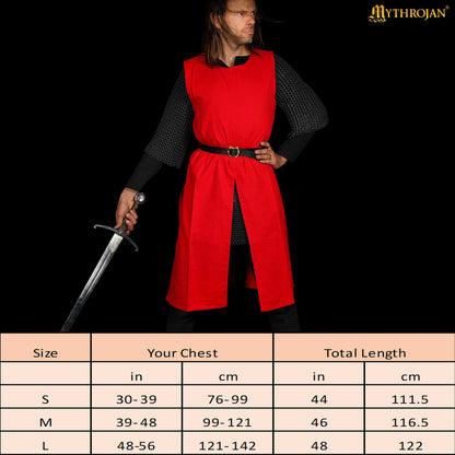 Mythrojan Medieval CANVAS Tabard 100% cotton Medieval Viking Knight SCA LARP Surcoat, Red